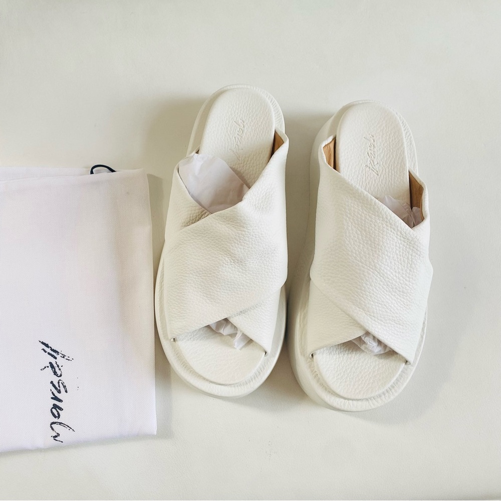 Marsell White Leather Slip-On Platforms Sandals SZ 9.5 - Picture 3 of 11